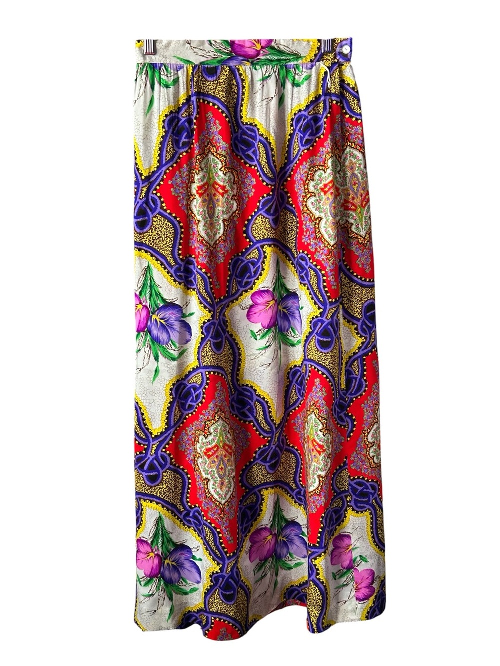Vintage Alex Colman Maxi Skirt Psychedelic Floral Paisley Boho 26” Waist